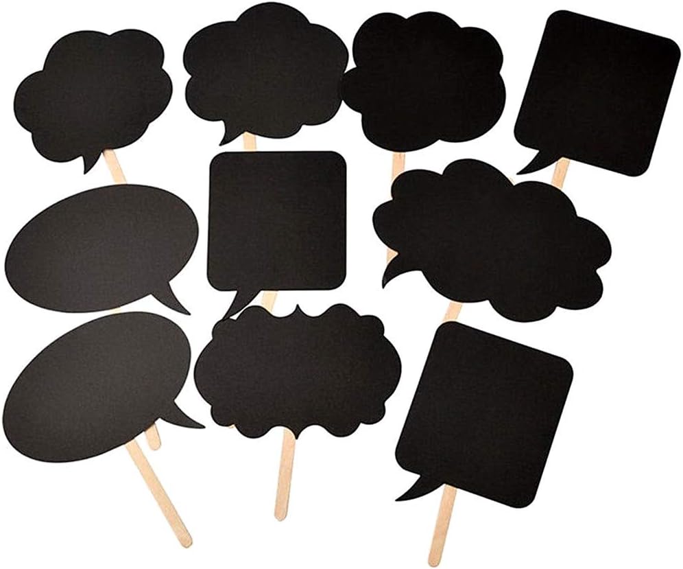 Photo Booth Props Kit,Writable Black Paper Card Board Photographing Props for Wedding Birthday Prom Party Favor(10pcs with Different Shapes)