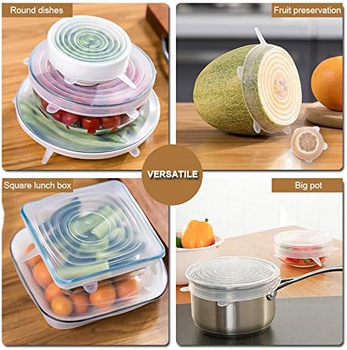 4 Pack Same Size Silicone Stretch Lids, Thicker Reusable Sturdy Silicone Container Cover, Expandable Food Storage Covers, Dishwasher and Freezer Safe, 4.53in(11.5cm)