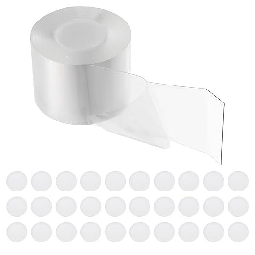 PATIKIL Double Sided Tape Heavy Duty, Transparent Nano Adhesive Mounting Tape for Picture Hanging Walls Decor, 1 Roll 5mx60mmx1mm Strip & 30 Pcs 8mmx1mm Circle