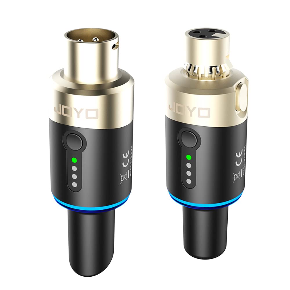 JOYO 5.8Ghz Wireless XLR Microphone Transmitter Receiver Plug-on Mic Adapter 4 Channels Wireless Microphone System for Dynamic M