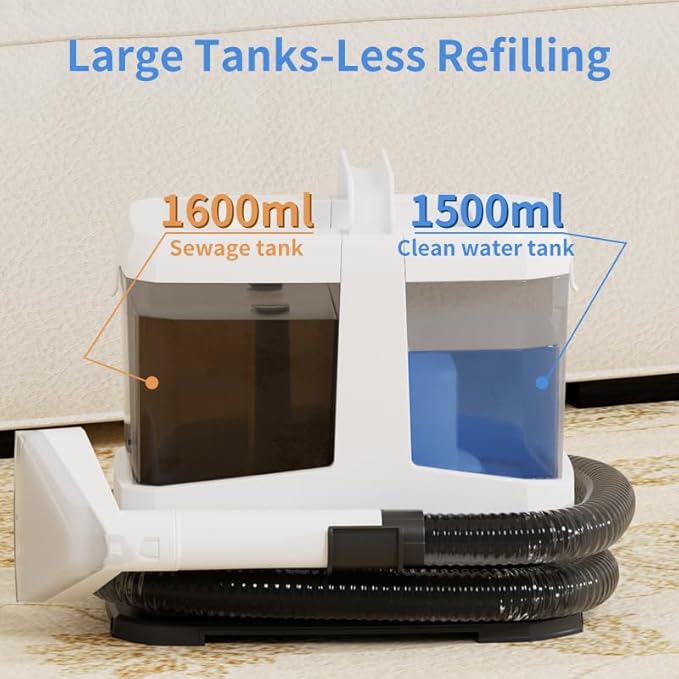Portable Carpet and Upholstery Spot Cleaner Machine, 16Kpa Powerful Suction&Self-Cleaning, Suction Dual Brush, Handheld Carpet Cleaner, Deep Stain Cleaning for Carpet, Car, Couches, Pets, Stairs