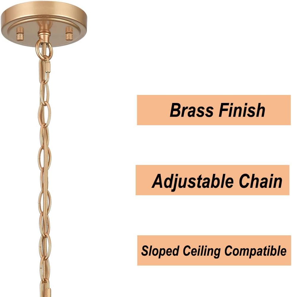 DIRYZON Modern Moravian Star Pendant Light for Kitchen Island Boho Gold Hanging Ceiling Light with Clear Glass Adjustable Chain,16 Inch