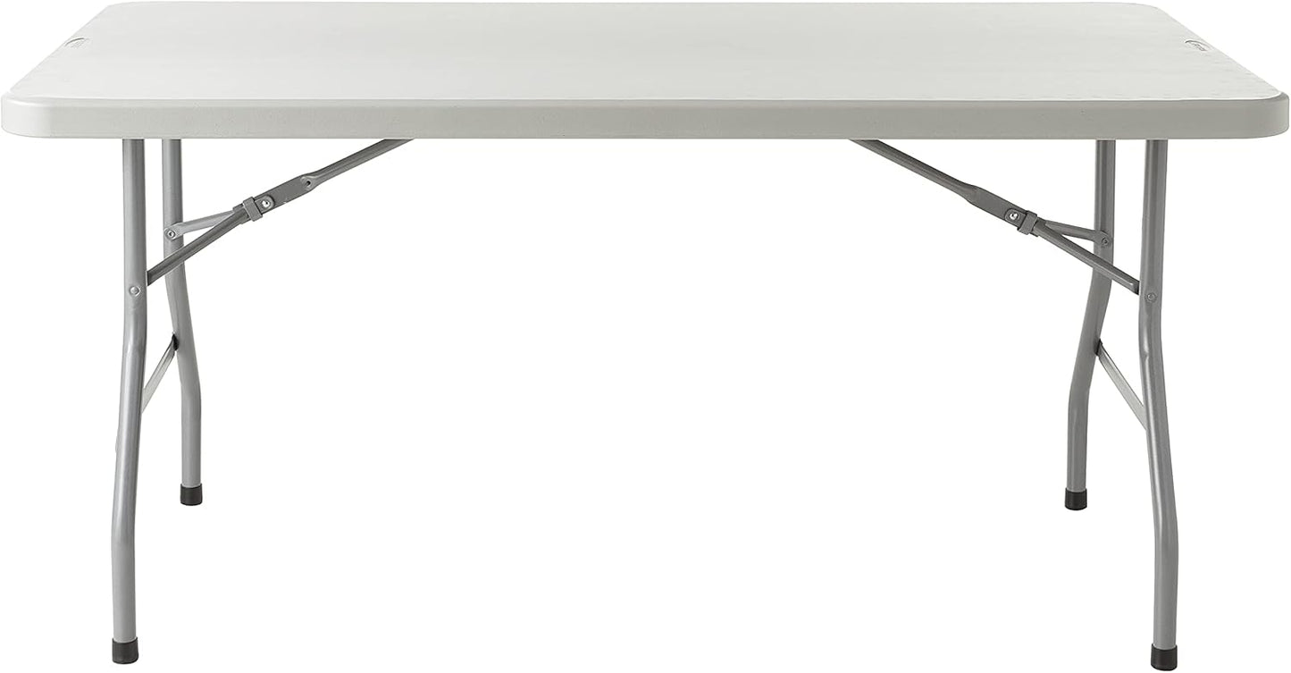 Office Star Resin Multipurpose Rectangle Folding Table for Indoor or Outdoor Use, 5 Feet Light Gray