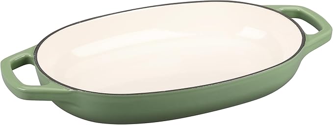 Enameled Cast Iron Oval Dutch Oven Pot with Lid, Dutch Oven for Sourdough Bread Baking, Oval Bread Pan, Bread Oven, Bread Dutch Oven, 5qt, Pistachio Green