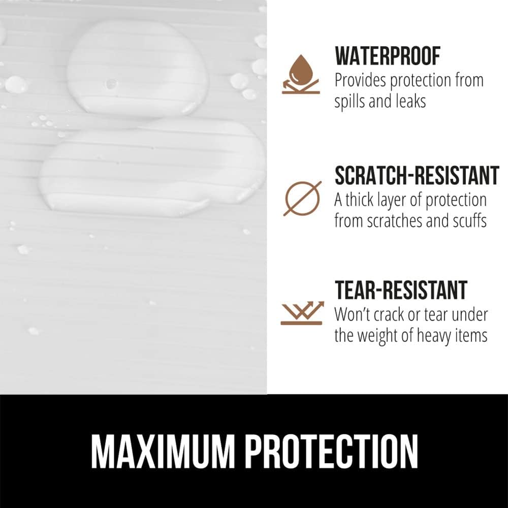 GORILLA GRIP DuraGuard Shelf Liner, 17.5x20 Non-Adhesive Cabinet Liners for Kitchen Drawers, Shelves, Refrigerator, Pantry Storage, Bathroom Closet, Durable Waterproof BPA Free Ribbed Plastic, White