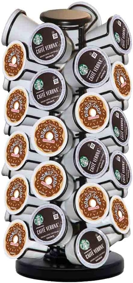 40pods K Cup Holders, K Cup Carousel, Coffee Pods Holder Storage Organizer Stand,Comes All in One Piece,No Assembly Required,1 Count,Black (Holds 40 Pods/Heavy Duty Base, Matte Black)