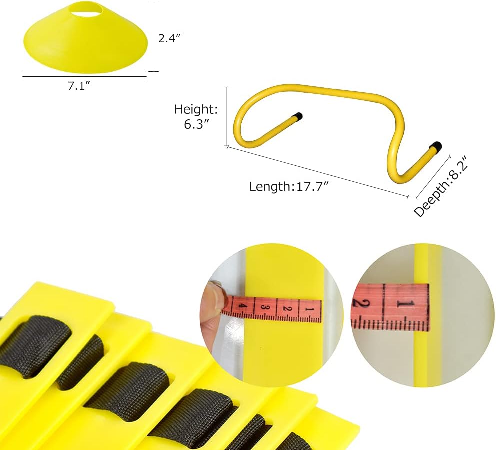 TNZMART Agility Ladder and Disc Cones Training Set Adjustable Rungs Training Ladder with 10 Plastic Sport Cones for Training