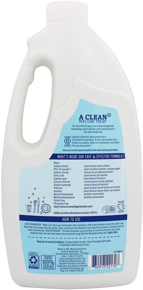Seventh Generation Free and Clear Dishwasher Detergent Gel 42 Fluid ounce