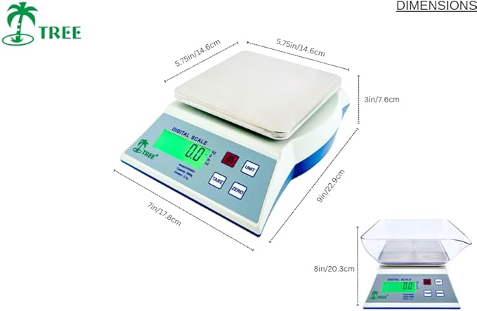 Tree KHR502 High Resolution Kitchen Scale - 500g Capacity, 0.1g Precision, Tare & Hold Function, Durable Build, Ideal for Cooking & Baking (Gray)
