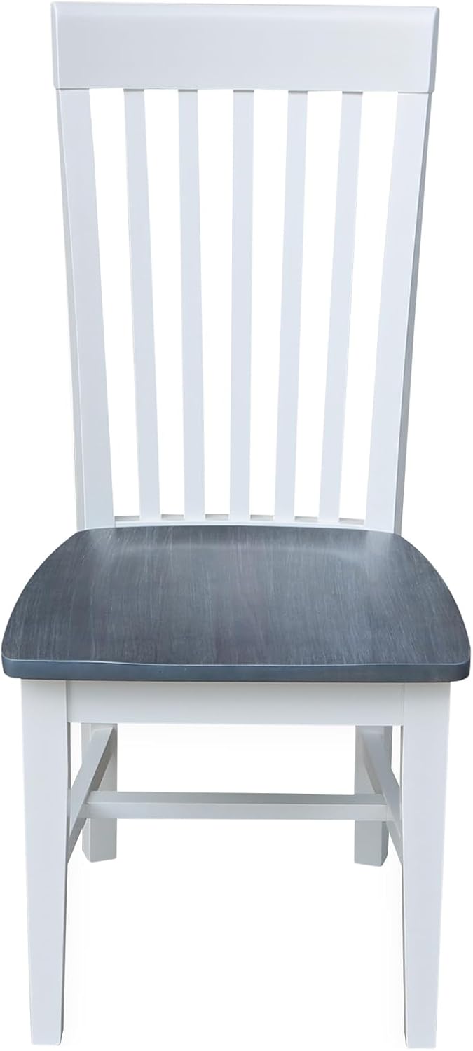 International Concepts Set of Two Tall Mission Chairs, White/Heather gray
