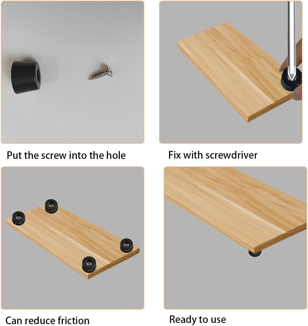20 PCS Black Rubber Feet Pad with Stainless Screws, Non Slip Rubber Bumper Feet, Black Rubber Feet for Cutting Board, Cutting Board Feet Non Slip, Cutting Board Rubber Feet (0.51" H x 0.78" D)