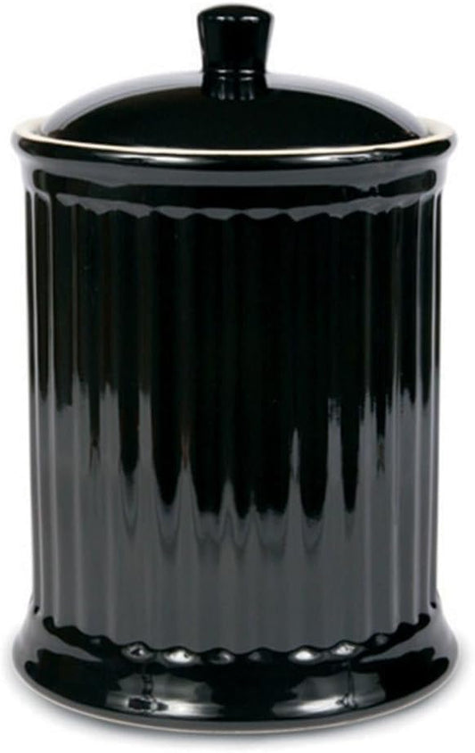 Omniware Simsbury XL Canister, 120oz Stoneware Kitchen Storage Jar with Lid - Large Airtight Container for Baking Essentials, Rustic Ceramic Canister for Coffee, Sugar, or Snacks (Black)