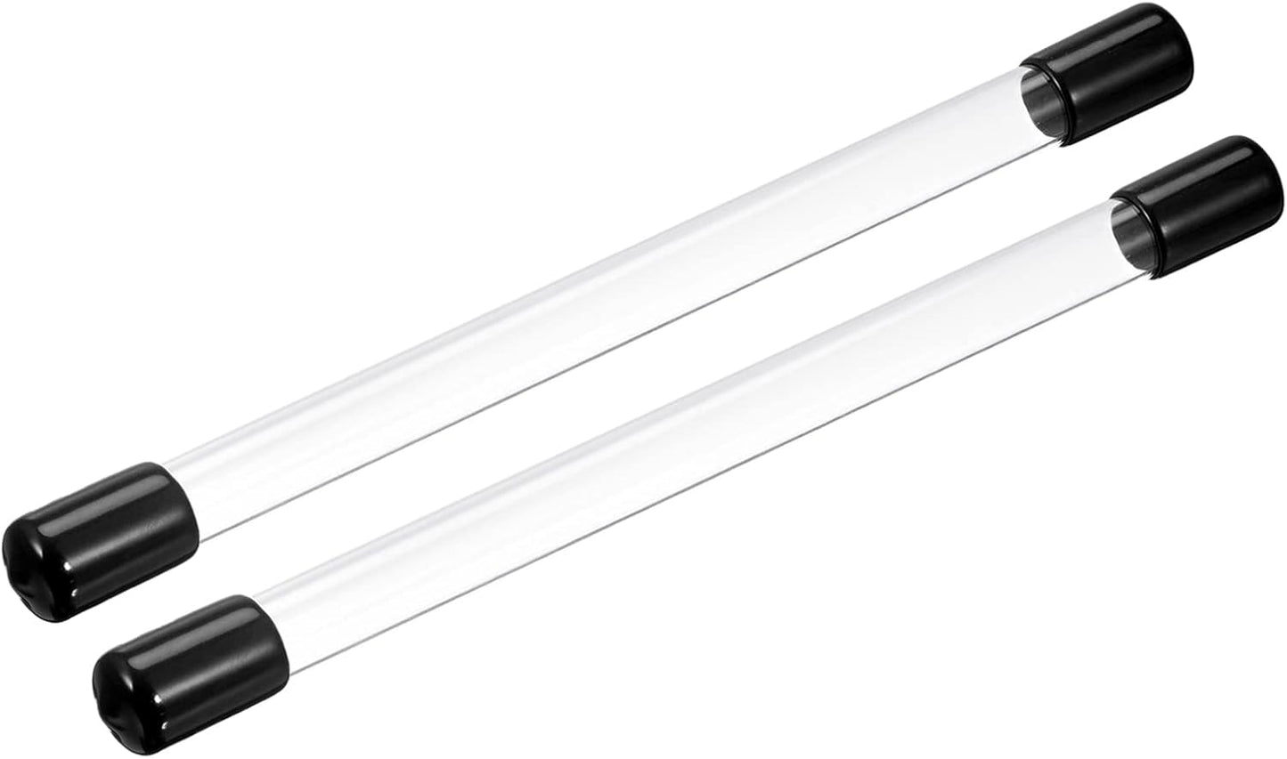 PATIKIL Clear Rigid Tube Round Plastic Tubing with Black Rubber Caps Polycarbonate Water Pipe, 305mm/ 12 Inch Length, 11mmx12mm/0.43"x0.47", 2 Set