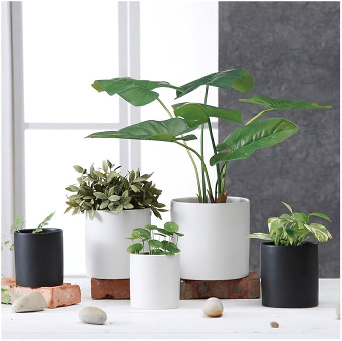 Kitchen Utensil Holder, Large Utensil Holders for Countertop,Ceramic Utensil Crock, Deep and Stable, Cooking Utensil Holder, Embossed Pattern (Black) 6.3''*5.3‘’