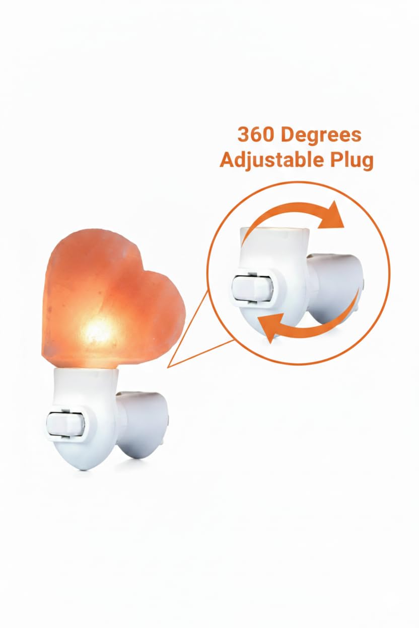 NatureBoost Himalayan Pink Salt Night Light, Heart Shape Plug-in Lamp with Extra Bulb – 1 Pack