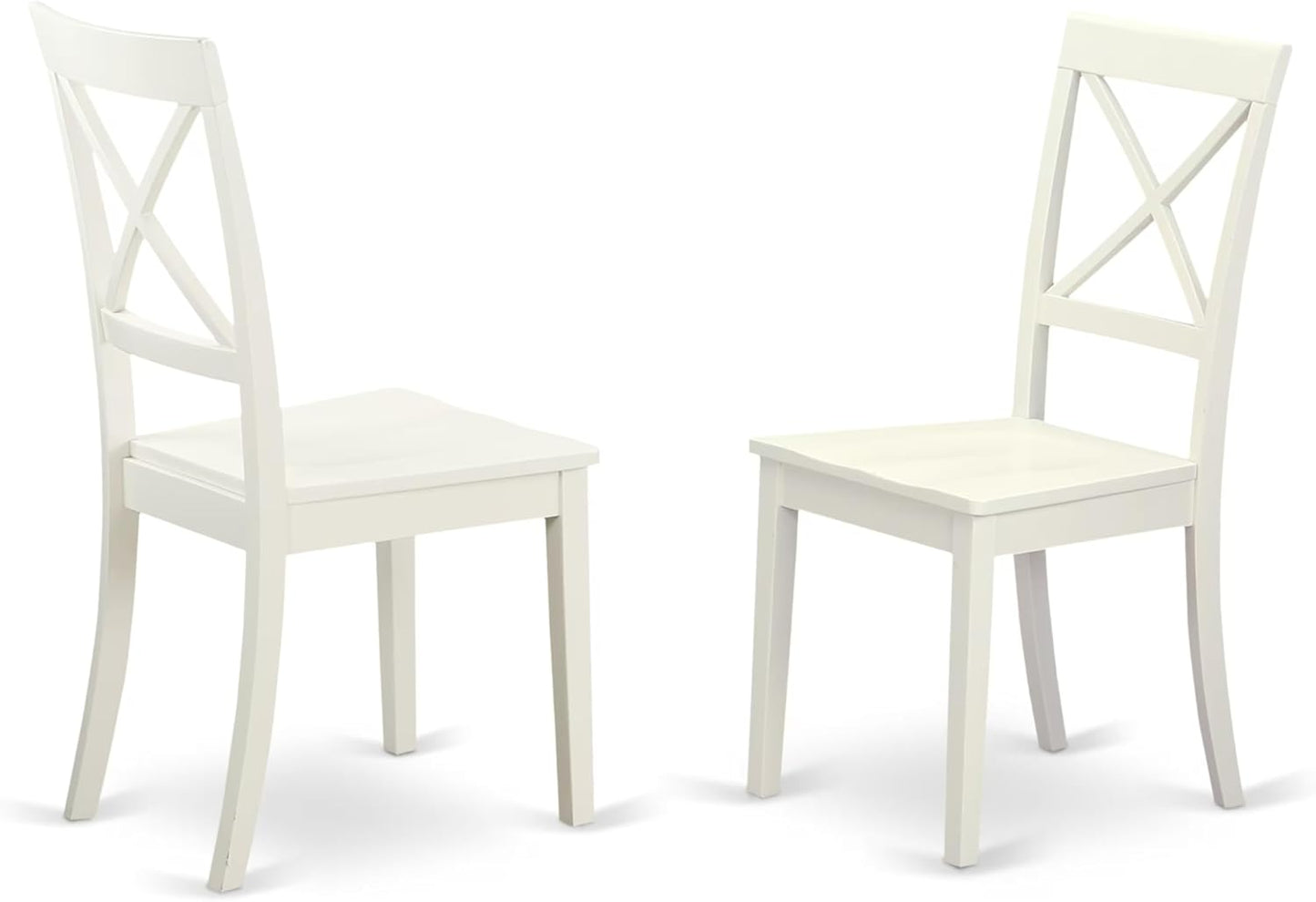 East West Furniture HBBO5-LWH-W 5 Piece Dining Room Furniture Set Includes a Round Kitchen Table with Pedestal and 4 Dining Chairs, 42x42 Inch, Linen White