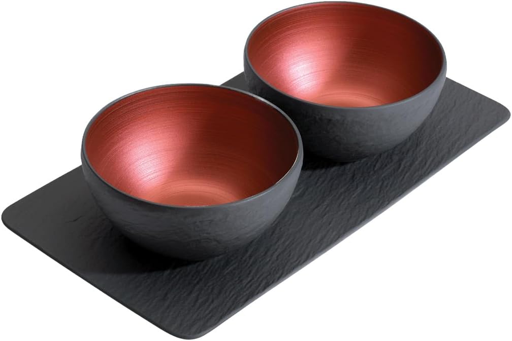 Villeroy & Boch Manufacture Rock Glow 3 Piece Condiment Set, Premium Porcelain, Made in Germany