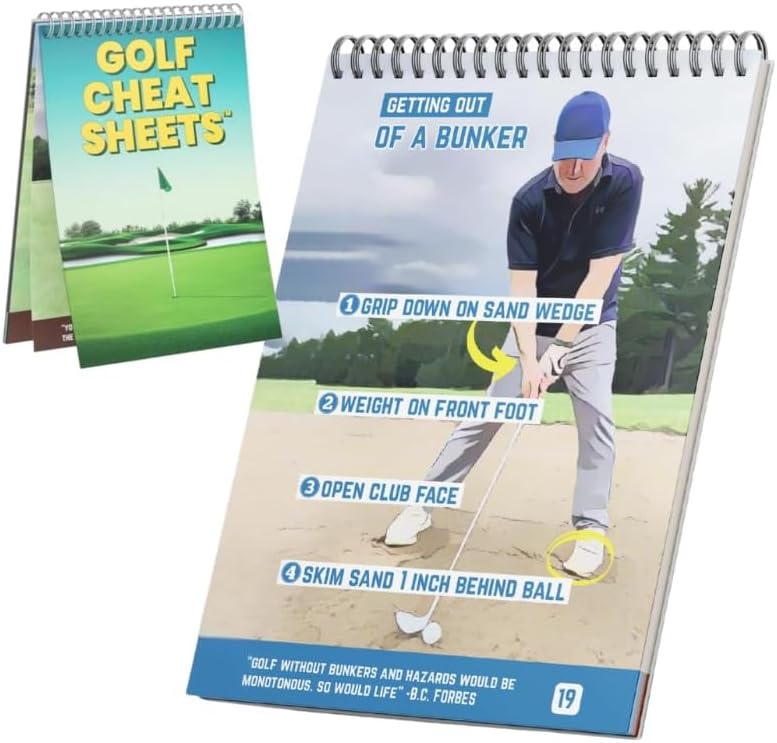 Golf Cheat Sheets Waterproof Pocketbook – Golf Training Aid - 175+ Swing & Shot Tips Pocket or Golf Bag Guide - Reference Cards for Beginners & Mid-Handicappers