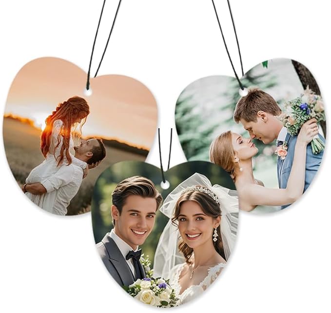 Personalized Double-Sided Custom Car Air Freshener - 100% Natural Material - Various Fragrance Types - Long-lasting Scent - Ideal for Car, Home, and Gifting (Heart)