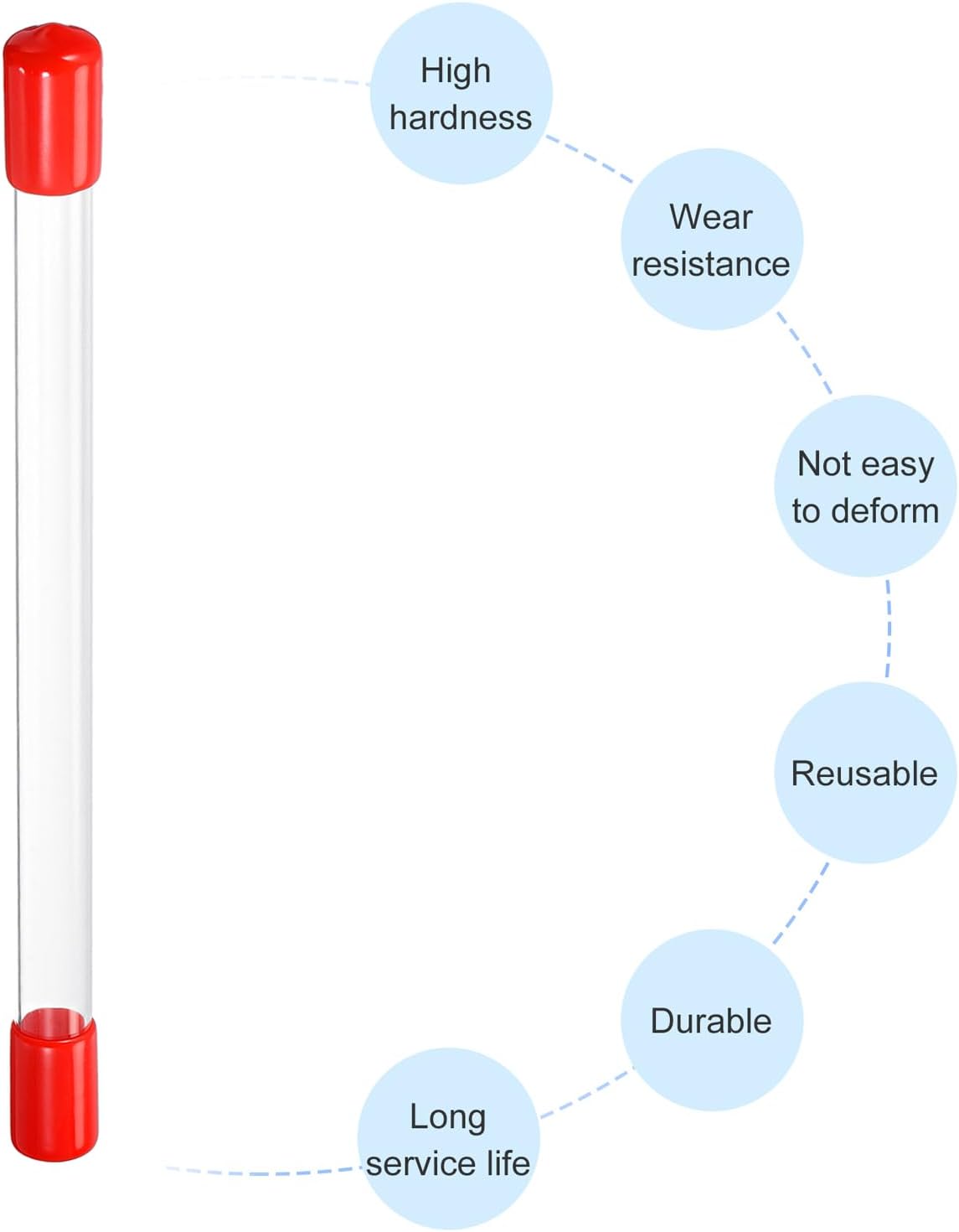 PATIKIL Clear Rigid Tube Round Plastic Tubing with Red Rubber Caps Polycarbonate Water Pipe, 305mm/ 12 Inch Length, 11mmx12mm/0.43"x0.47", 2 Set