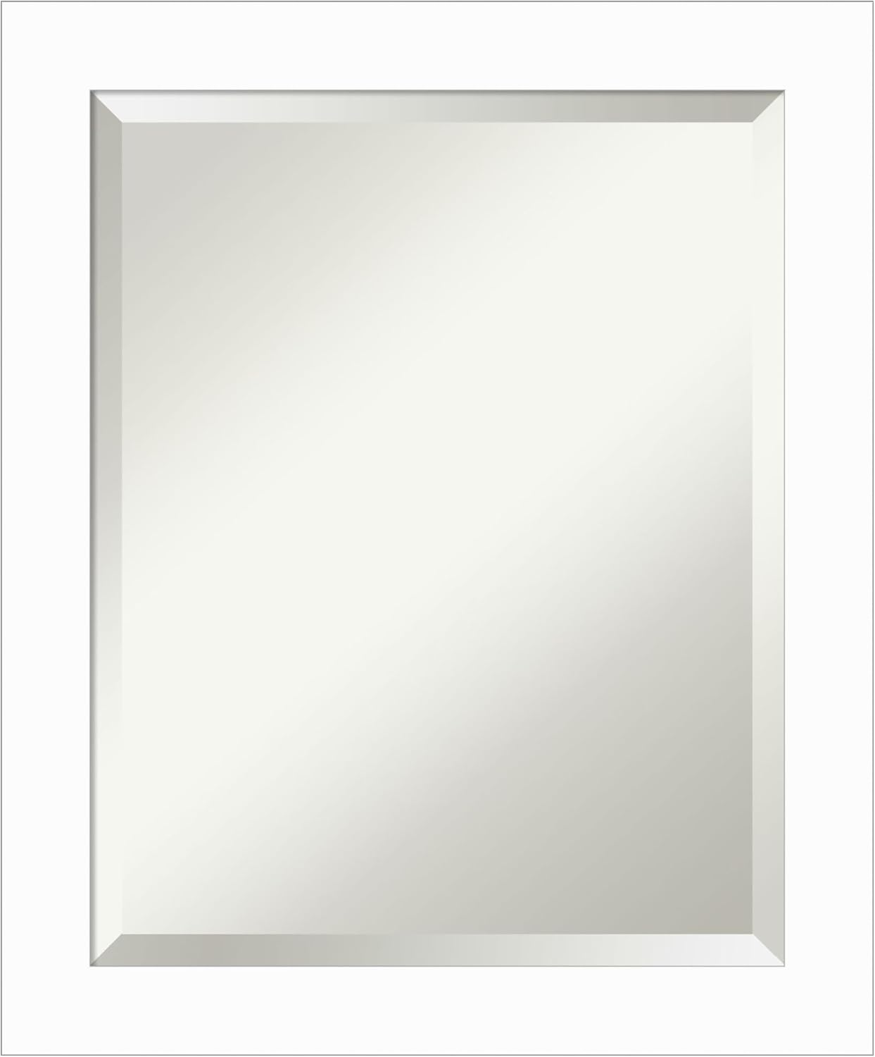 Amanti Art White Bathroom Mirror for Over Sink, 24x20 Basic White Narrow Rectangle Vanity Mirror, Small Casual Wood Frame, Hangs Horizonally and Vertically, Bathroom Wall Decor, Beveled Edge from WI