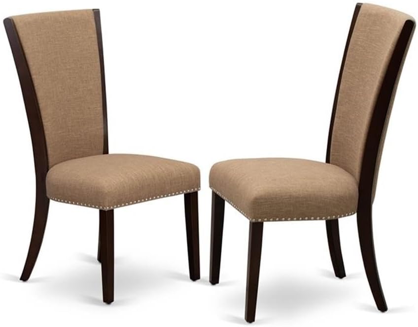 East West Furniture DOVE5-MAH-47 5 Piece Dining Table Set Includes a Rectangle Wooden Table with Butterfly Leaf and 4 Light Sable Linen Fabric Upholstered Chairs, 42x78 Inch, Mahogany