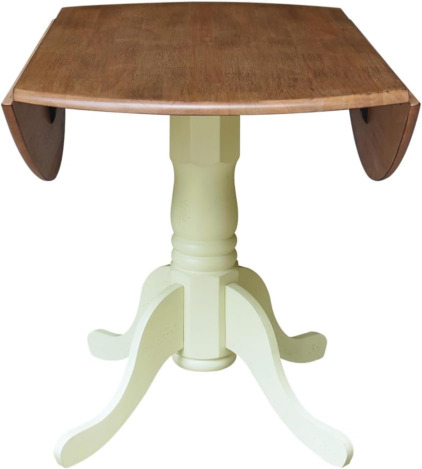 IC International Concepts 42" Round Dual Drop Leaf Pedestal Dining Table