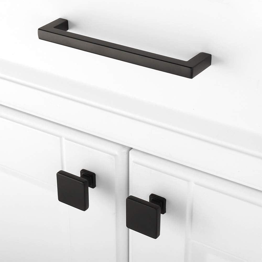 KOOFIZO 30 Pack Black Cabinet Knobs Matte Black Drawer Knobs K08 Square Single Hole Cabinet Pulls for Cabinets Drawer Dresser Cupboard Bedroom Closet Bathroom Vanity