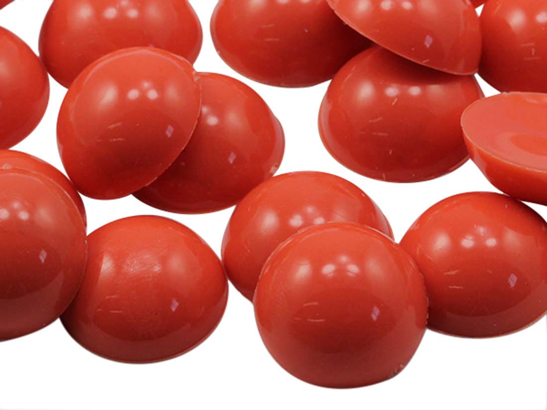 KraftGenius Allstarco 200PCS Flat Back Acrylic Round Pearl Cabochons Plastic Rhinestones Pearl Gems Embellishments for Jewelry, Crafts, Costumes, Card Invitations, Cosplay - 5mm Red Coral .C001