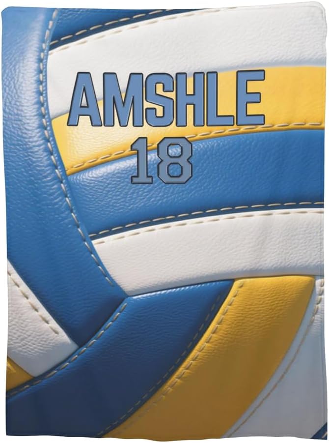 Customized Home Decor Sofa Throw Blanket Personalized Volleyball Themed Blankets for Sport Lover Custom Name Volleyball Enthusiasts Bedding Travel Blanket Custom Ball Sport Theme Throw-Blanket Gifts
