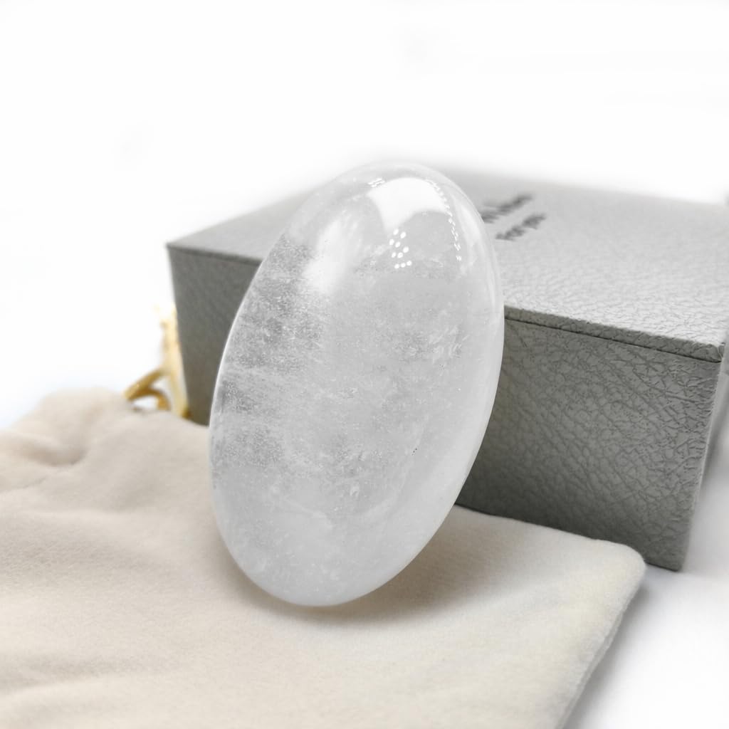 BEAUSIOO Healing Crystals for Meditation & Stress Relief, 2.4" Quartz Palm Stone for Anxiety Relief, Polished Pocket Stone with Gift Box