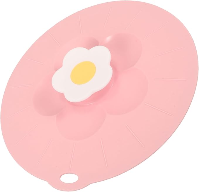 Reusable Silicone Lid Pink Flower Design Stretch Bowl Cover for Microwave Food Storage Refrigerator and Freezer Safe Flexible Kitchen Silicone Lid for Pots and Glassware