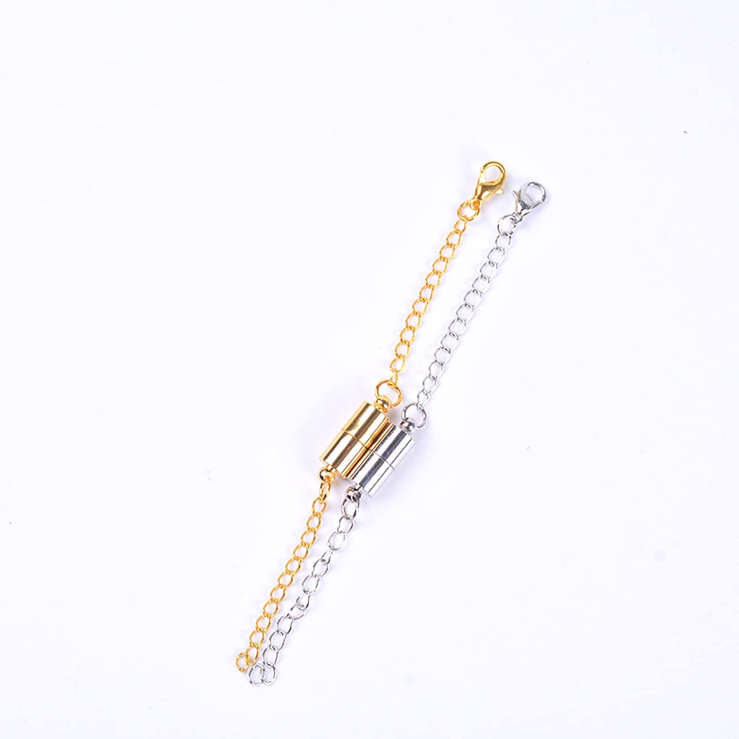 Mizeer Magnetic Necklace Extenders, Adjustable Chain Extenders for Necklaces, Magnetic Necklace Clasps and Closures with Extender Chains (8pcs Silver)