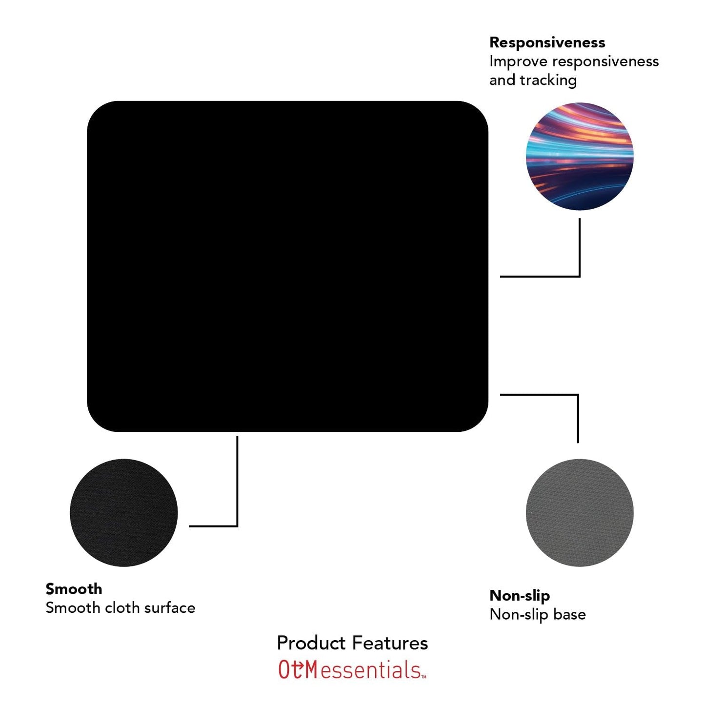 Mouse Pad, Fabric, University Of Houston Standard/Classic Black