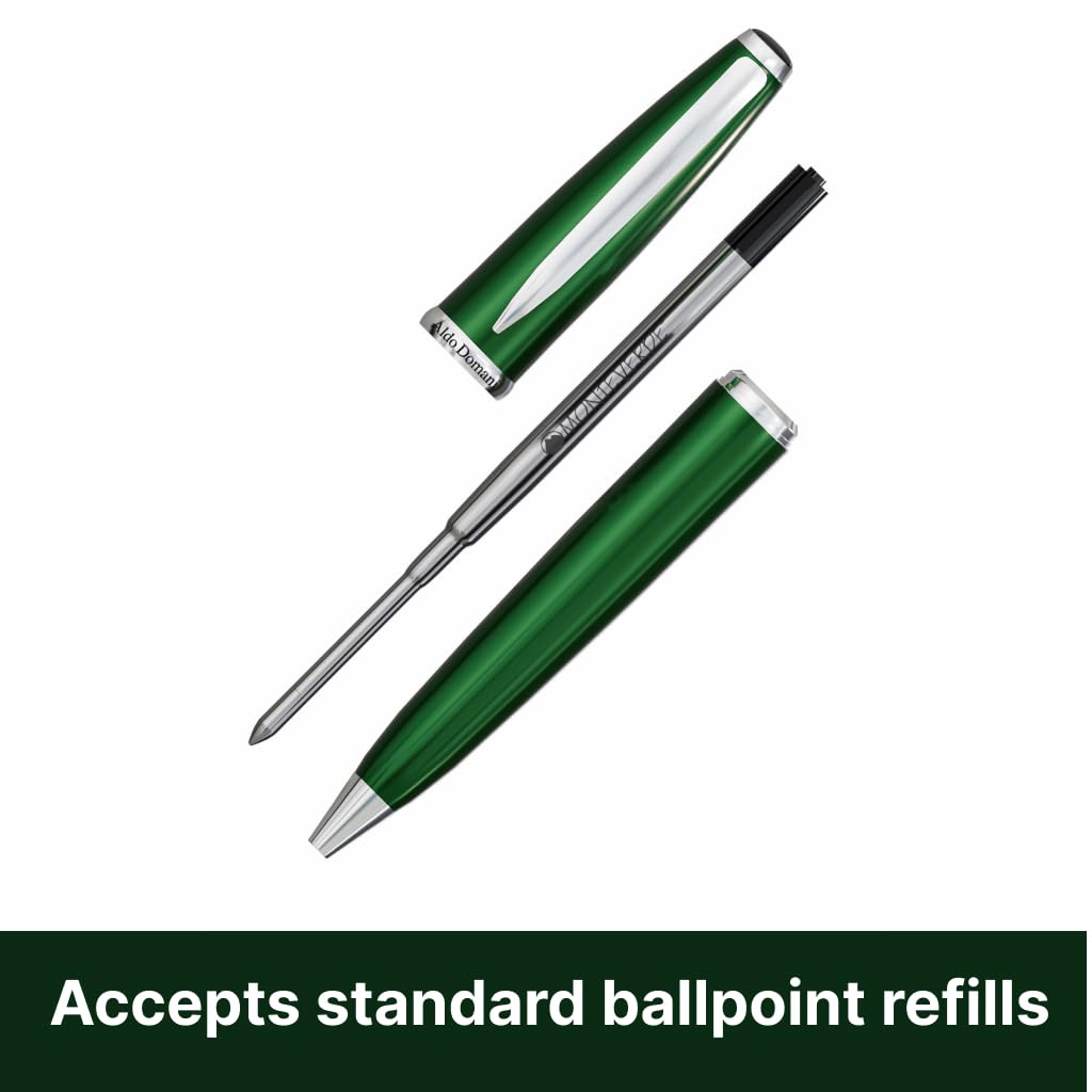 Monteverde USA Aldo Domani 3+2 Piece Set Green | Fountain, Rollerball, Ball Pen |Medium Nib | Large Luxury Gift Box with Free Gel Refill & Ink Bottle