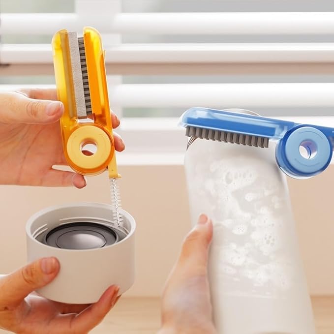 4 in 1 Cup Lid Cleaning Brush Set - No Exposed Wet Parts, Multifunctional Lid Cleaner, Silicone Cup Lid Gap Cleaner, Multipurpose Bottle Gap Cleaner Brush Beige 1 pcs