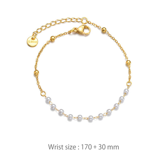 SBI Jewelry Gold Pearl Bracelets for Women Adjustable Gold Chain Bracelet Gifts for Women Birthday Wirstlet Jewelry