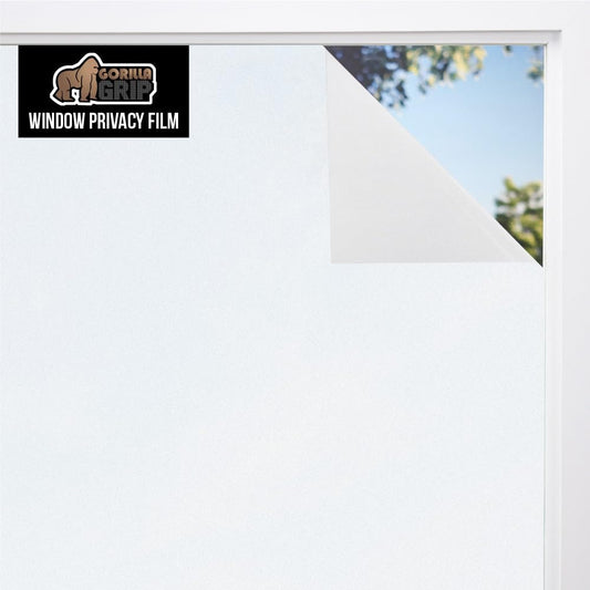 Gorilla Guard Window Privacy Film, Removable Two Way Sun Blocking, 23.6 x 78.7 Inch, Reusable No Residue Stickers, Strong Static Clings to Glass Windows, Decorative Bathroom Door Coverings, White
