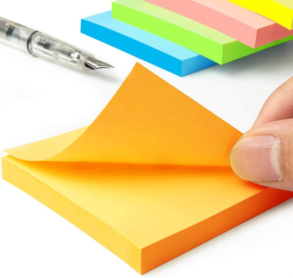 Phthdoty 8 Pads Pop Up Sticky Notes 3x3 Refills Bright Colors Self-Stick Notes Pads Super Adhesive Sticky Notes Great Value Pack