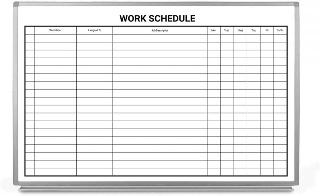Work Schedule Whiteboard 48" x 36"