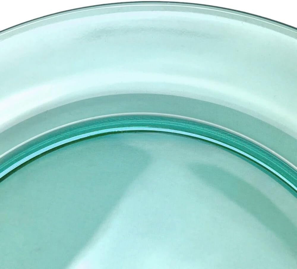 STP GOODS Glass Soup and Salad Bowl with Handles, Cobalt Transparent Glass Eating Plates, Circular Dinnerware for Salad, Bread, Dinner (Green Set of 4)