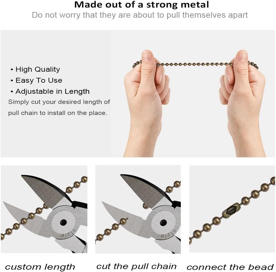 Vinaco 4 Pieces Wooden Pull Chain Extension Pull Chain For Ceiling Light Lamp Fan Chain (Walnut), 36Inch