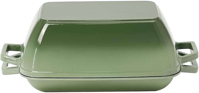 Cast Iron Dutch Oven for Bread Baking 12x8 Inch Enameled Bread Oven with Lid 6QT Cast Iron Bread Dutch Oven for Sourdough，Green