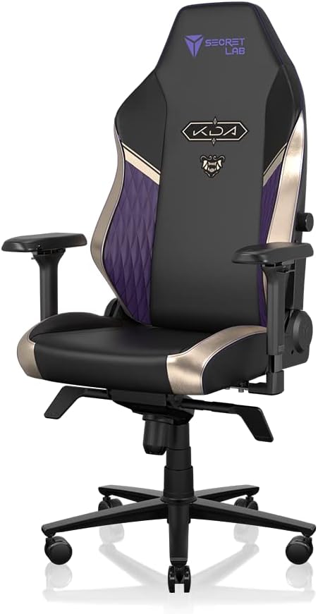 Secretlab Titan Evo K/DA POP/Stars Gaming Chair - Reclining - Ergonomic & Comfortable Computer Chair with 4D Armrests - Magnetic Head Pillow & Lumbar Support - Small - Black/Gold - Leatherette