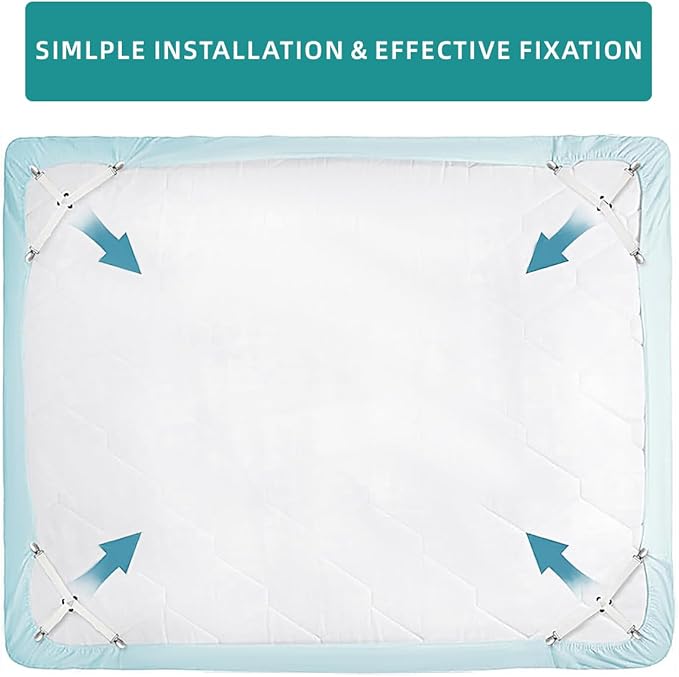 Bed Sheet Retainer Straps,Elasticated Adjustable Mattress Fitted Sheet Clips,Sheet Holder and Mattress Firm and Tight,for Anti-Slip and Anti-Wrinkle Sheets,Suitable of Mattresses,White