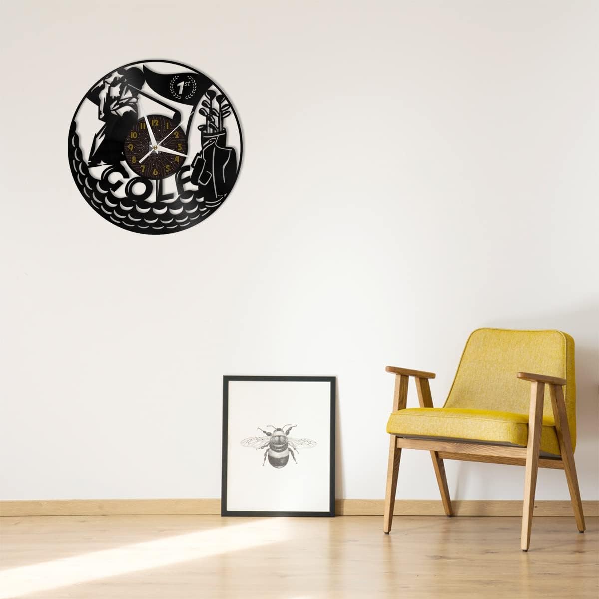 Golf Decoration Vinyl Wall Clock, Vinyl Record Clock Wall Art Silent & Non-Ticking(12 inchs C)