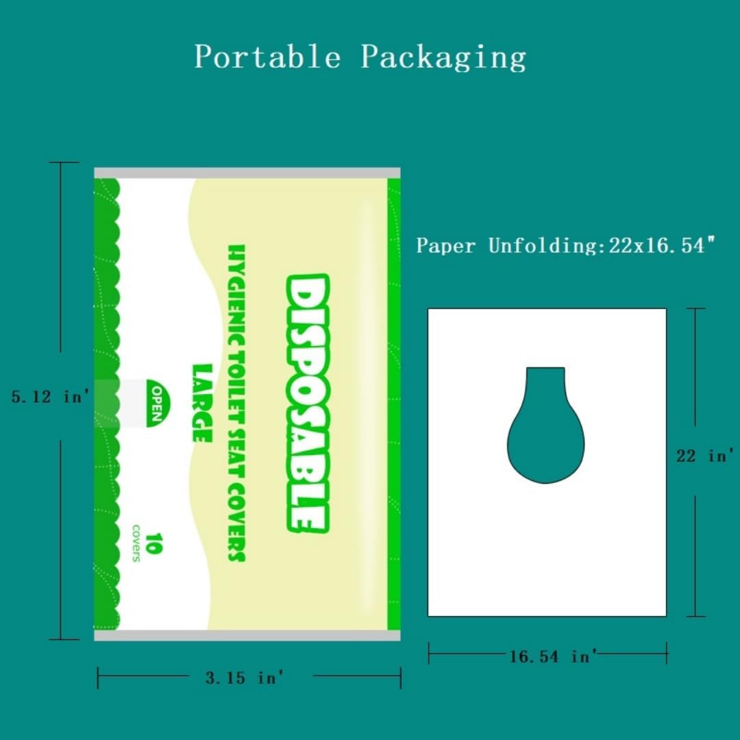 Toilet Seat Cover Paper Flushable (40 Pcs) ，Thickening, Enlarging- Flushable - 22x16.54" (Half-Fold)