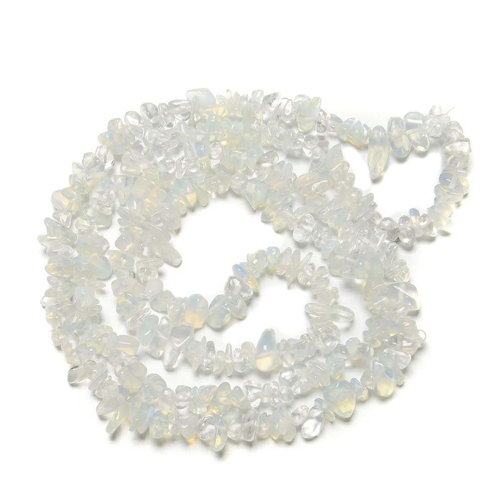 jodaying 7-8mm Opalite Natural Gemstone Chips Healing Gravel Bracelets Necklace Kit Irregular Tumble Stone Beads DIY Crafts Design Jewelry Making 32"