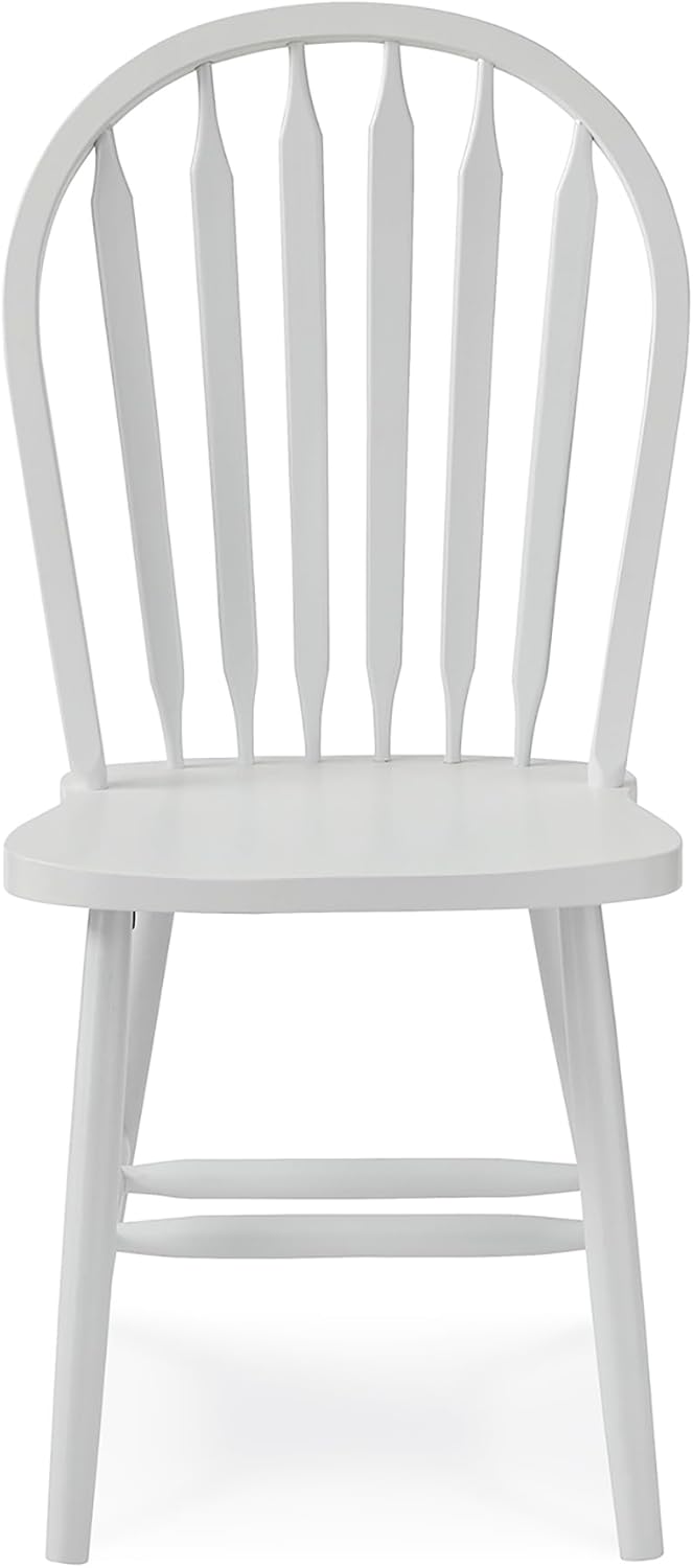 IC International Concepts Solid Wood Windsor ArrowBack Dining Chair with Plain Legs, White