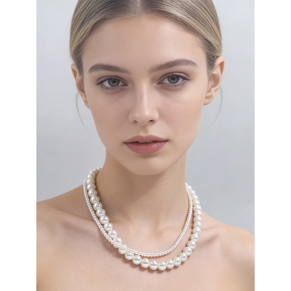 Imitation Pearl Necklace for Women Round Bead Beaded Pearl Choker Necklace Bead Pearls Necklaces Trendy Jewelry Gift 2.5 3 4 5 6 7 8 10 12 MM (8 mm)